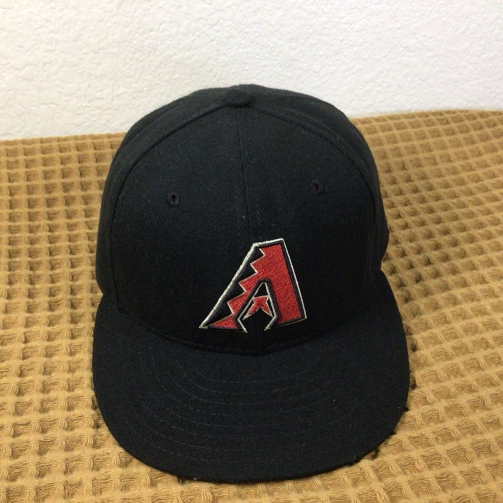Arizona Diamondbacks New Era Hat Cap 59Fifty Fitted Sz 7 1/8 Black Red On Field
